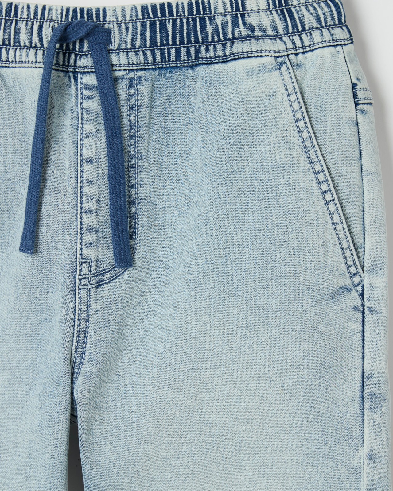 Elastic Waistband Denim Shorts - Light Wash 2 of 2