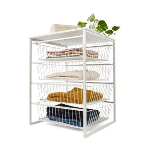 Mesh and Wire 4 Drawer Unit, White - Anko product image