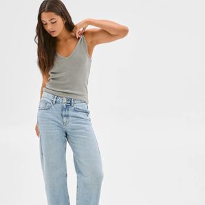 Lily Loves Mid Rise Barrel Leg Slim Denim Jeans