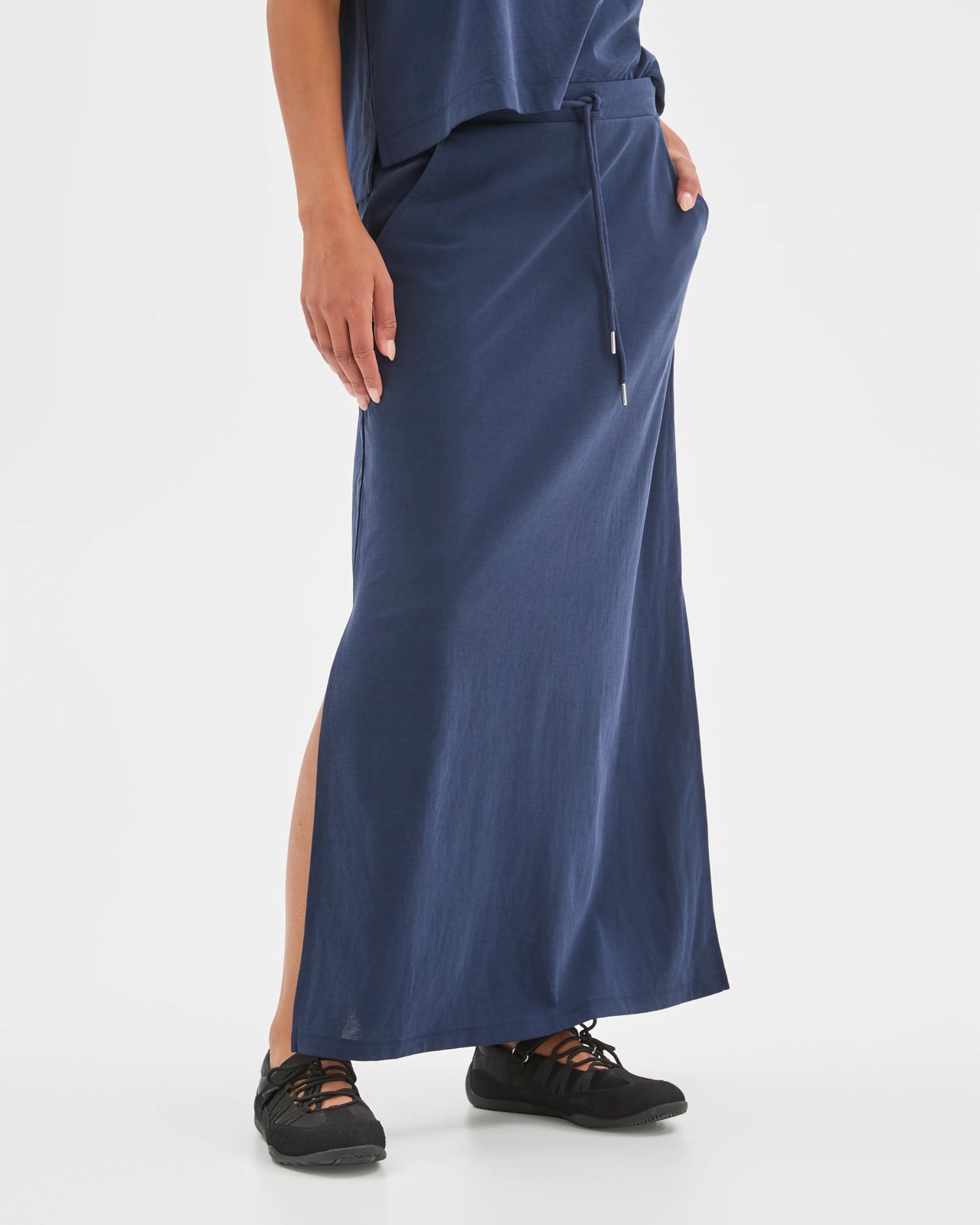 Relaxed Drape Maxi Skirt - Navy 3 of 6