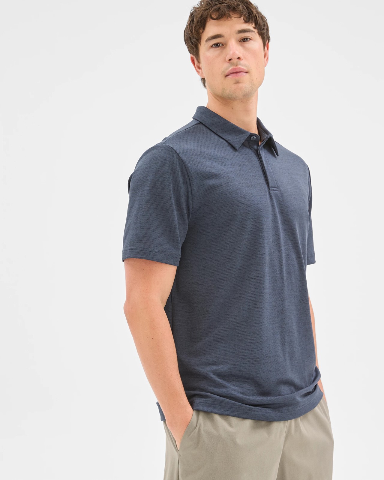 Active Textured Polo Top - Navy 3 of 6