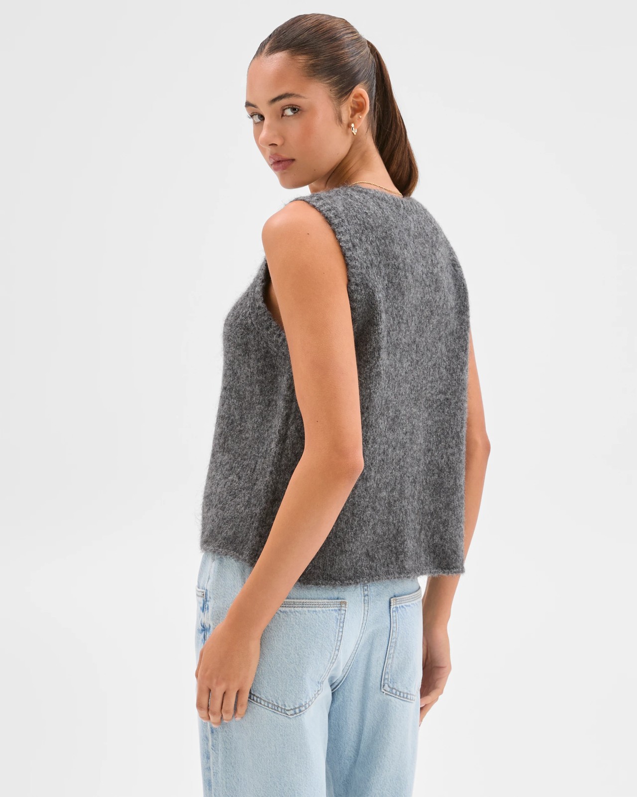 Lily Loves Fluffy Knit Vest - Graphite Marle 4 of 6