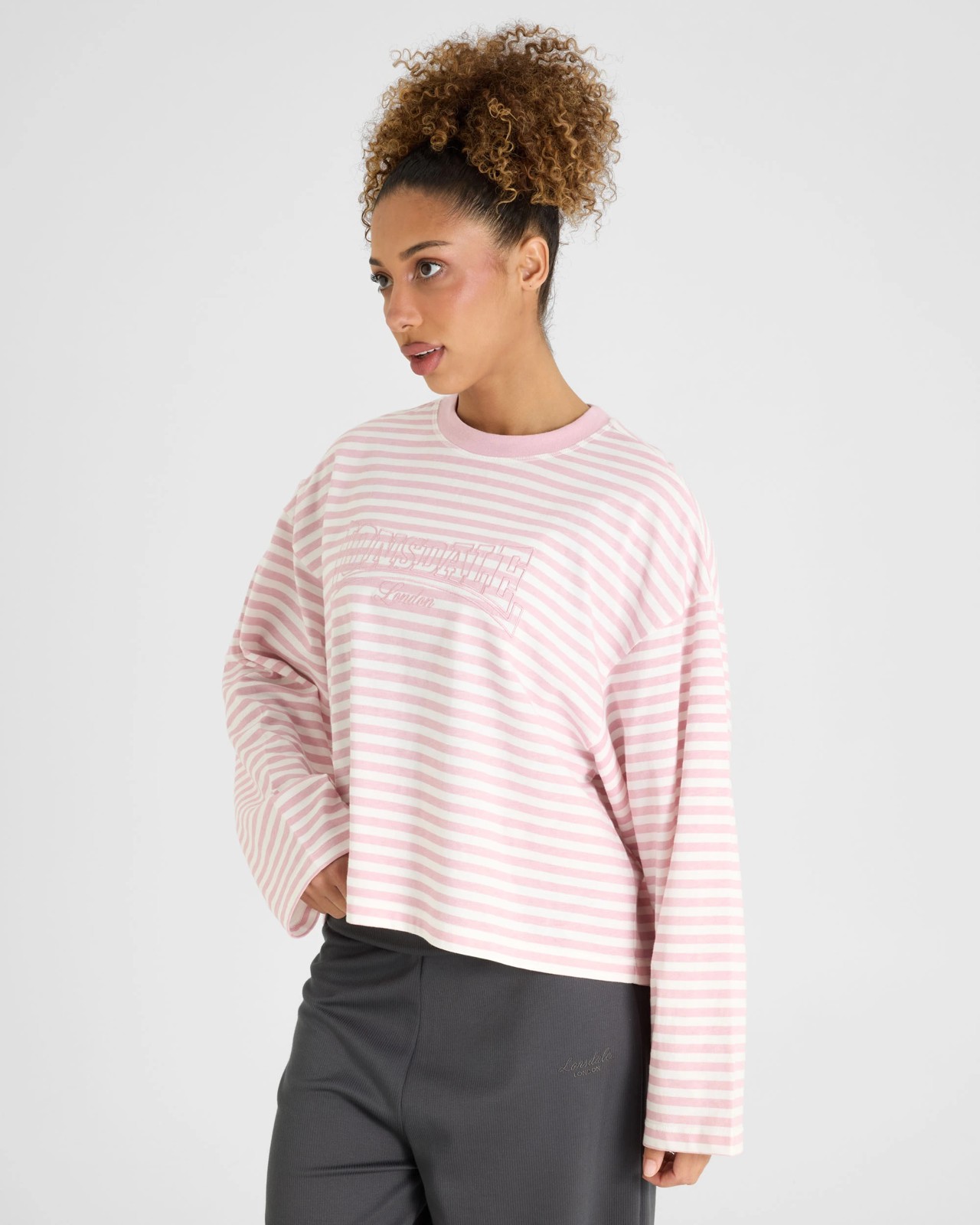 Lonsdale London Boyfriend Long Sleeve T-Shirt - Bleached Mauve 2 of 6