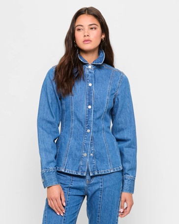 Denim Panelled Shirt - Lily Loves