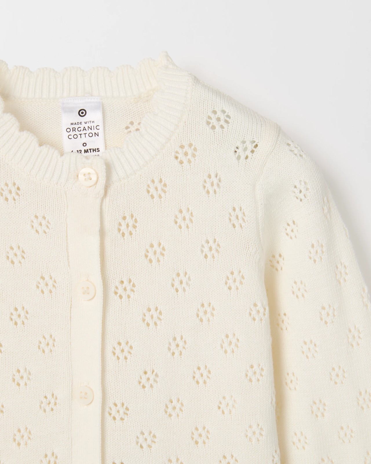 Baby Organic Cotton Pointelle Cardigan - Gardenia 2 of 2