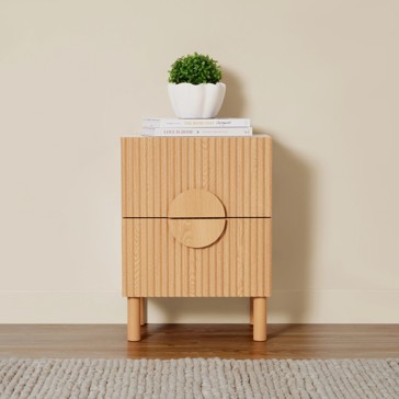 Ryan Ribbed Bedside Table - Anko