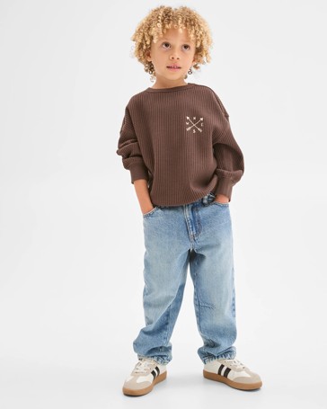 Australian Cotton Long Sleeve Oversized Waffle T-Shirt