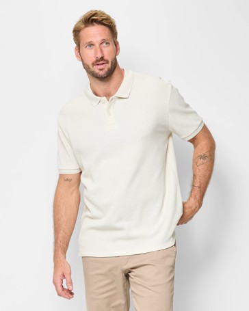 Australian Cotton Blend Waffle Polo T-Shirt