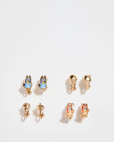 Licensed Bluey & Bingo 4 Pack Clip-On Earrings Set