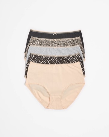Womens 5 Pack Cotton/Elastane Full Briefs