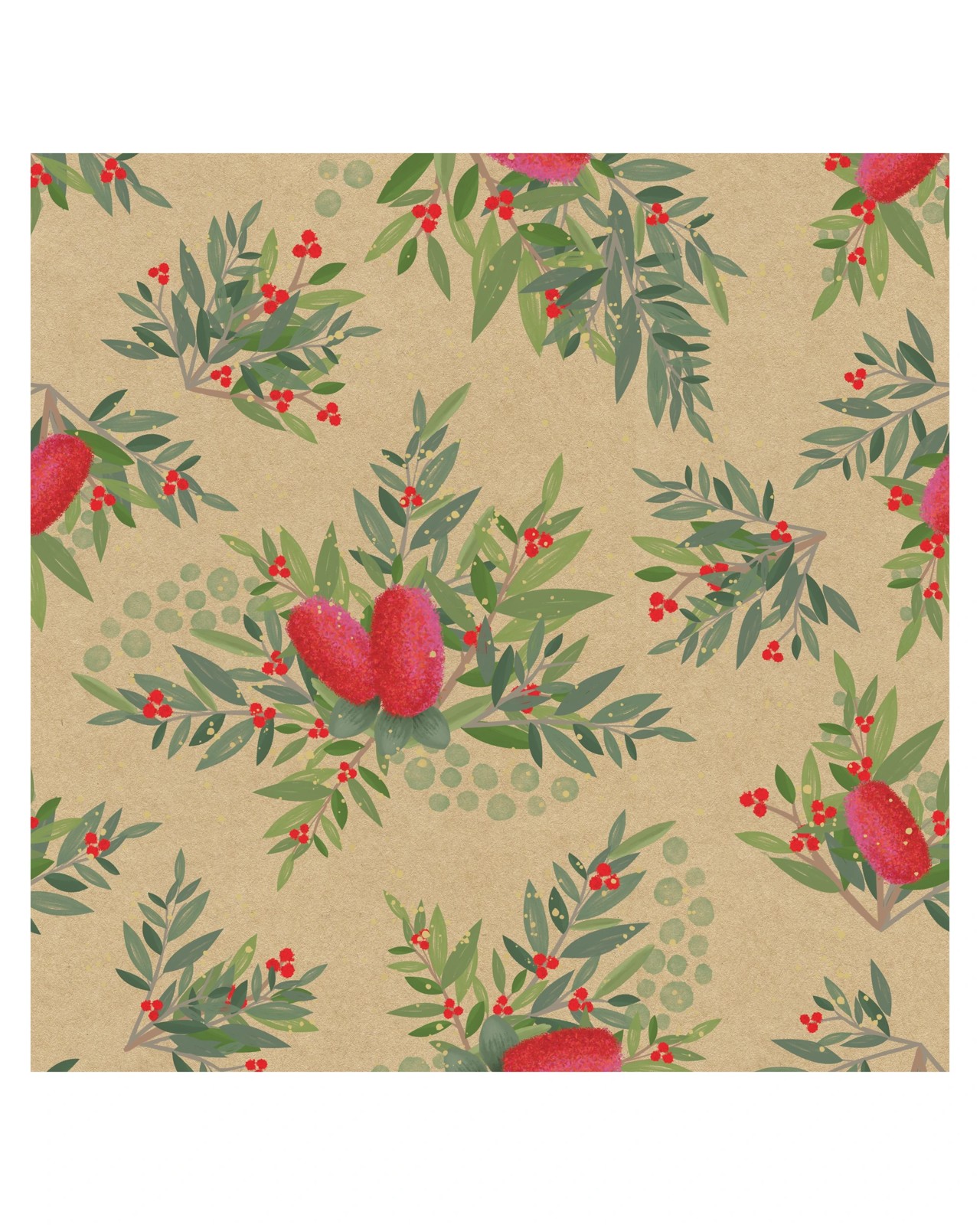 Hallmark Christmas Wrapping Paper - Native Australian Callistemon 2 of 3