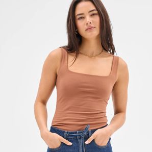 Australian Cotton Double Layer Square Neck Tank Top - Lily Loves product image