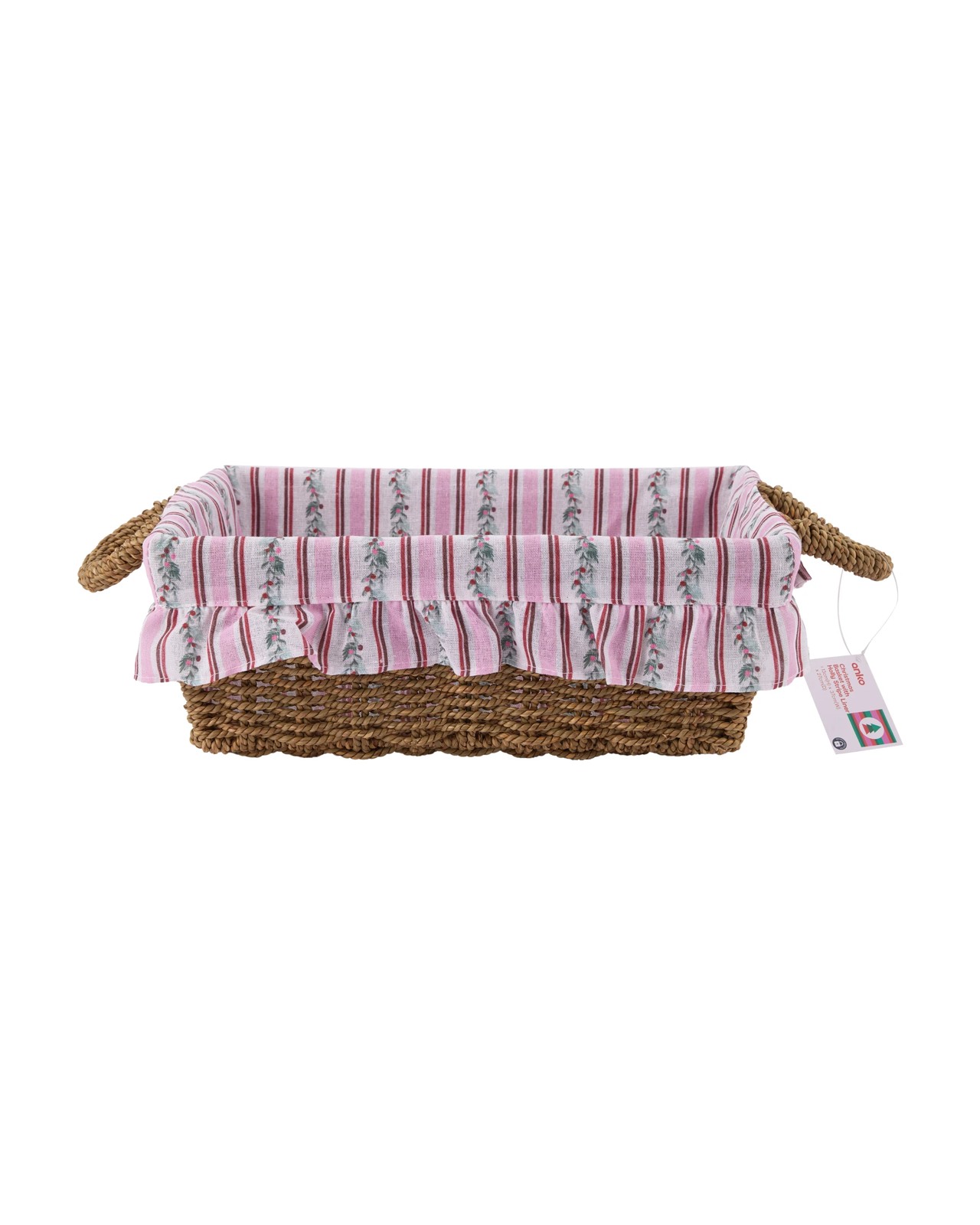 Anko Christmas Basket with Holly Stripe Liner 5 of 5
