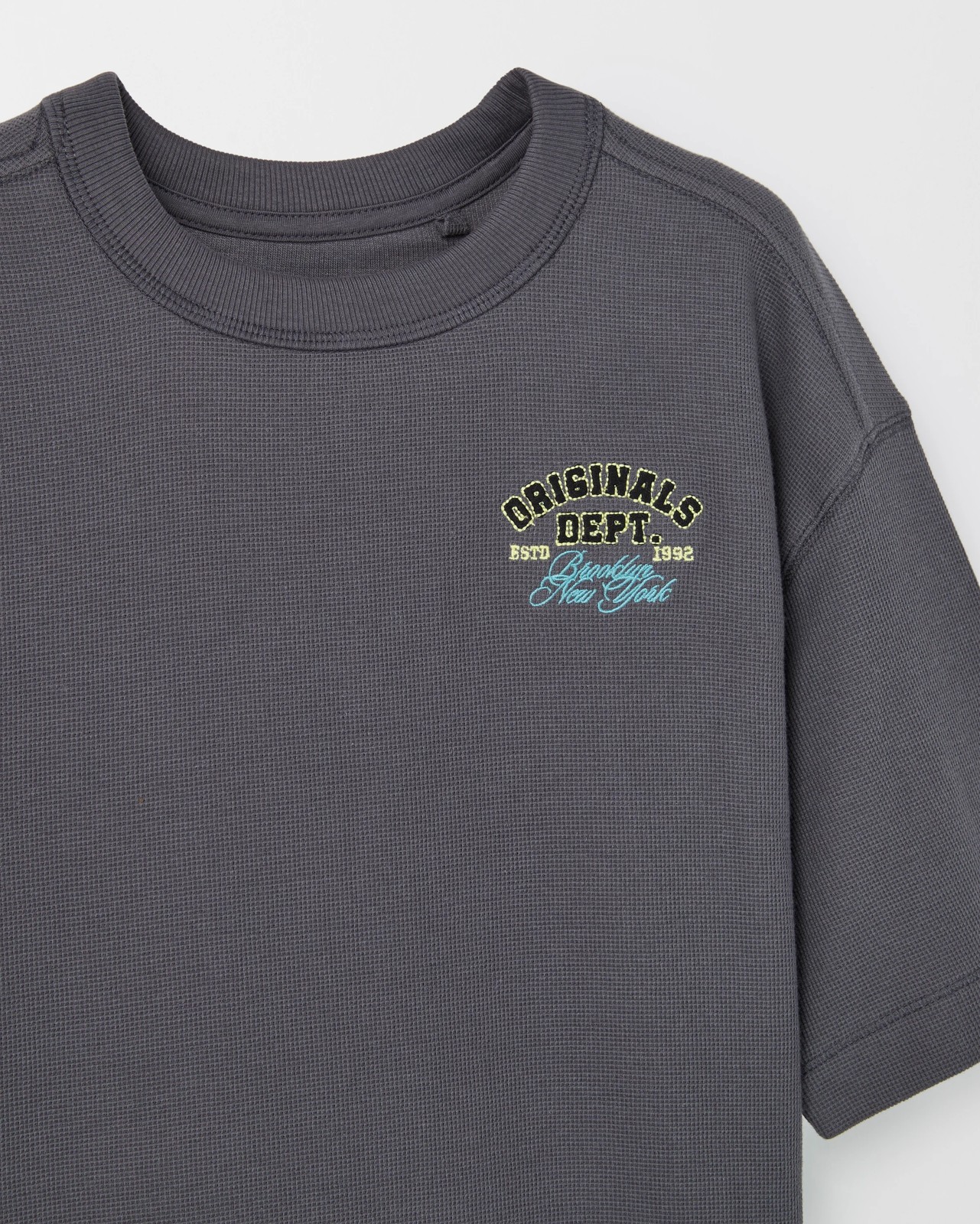 Australian Cotton Oversized Waffle T-Shirt - Black 2 of 2