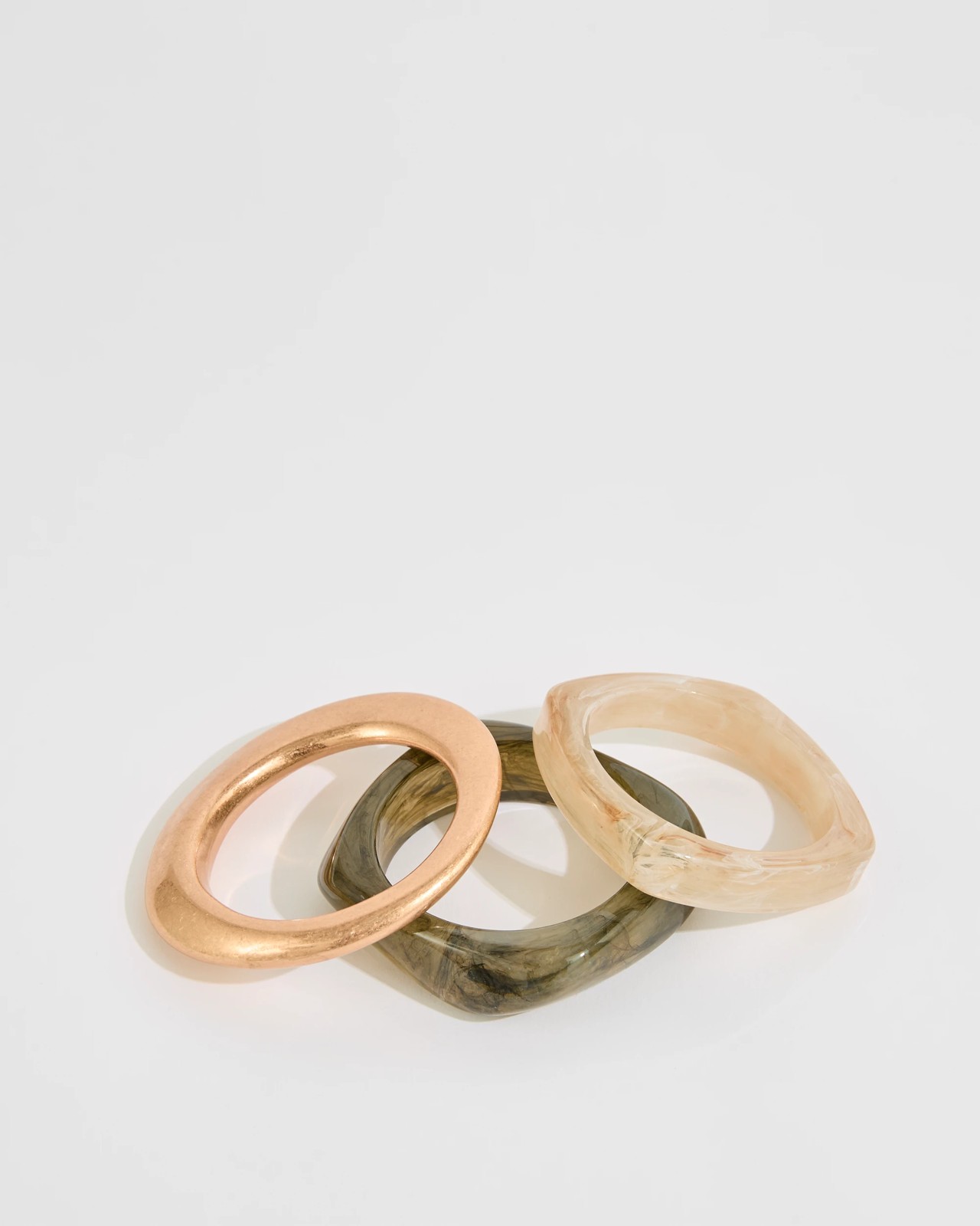 3 Pack Mixed Chunky Bangle Set - Khaki 2 of 2