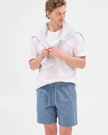 Australian Cotton Textured Stripe Shorts