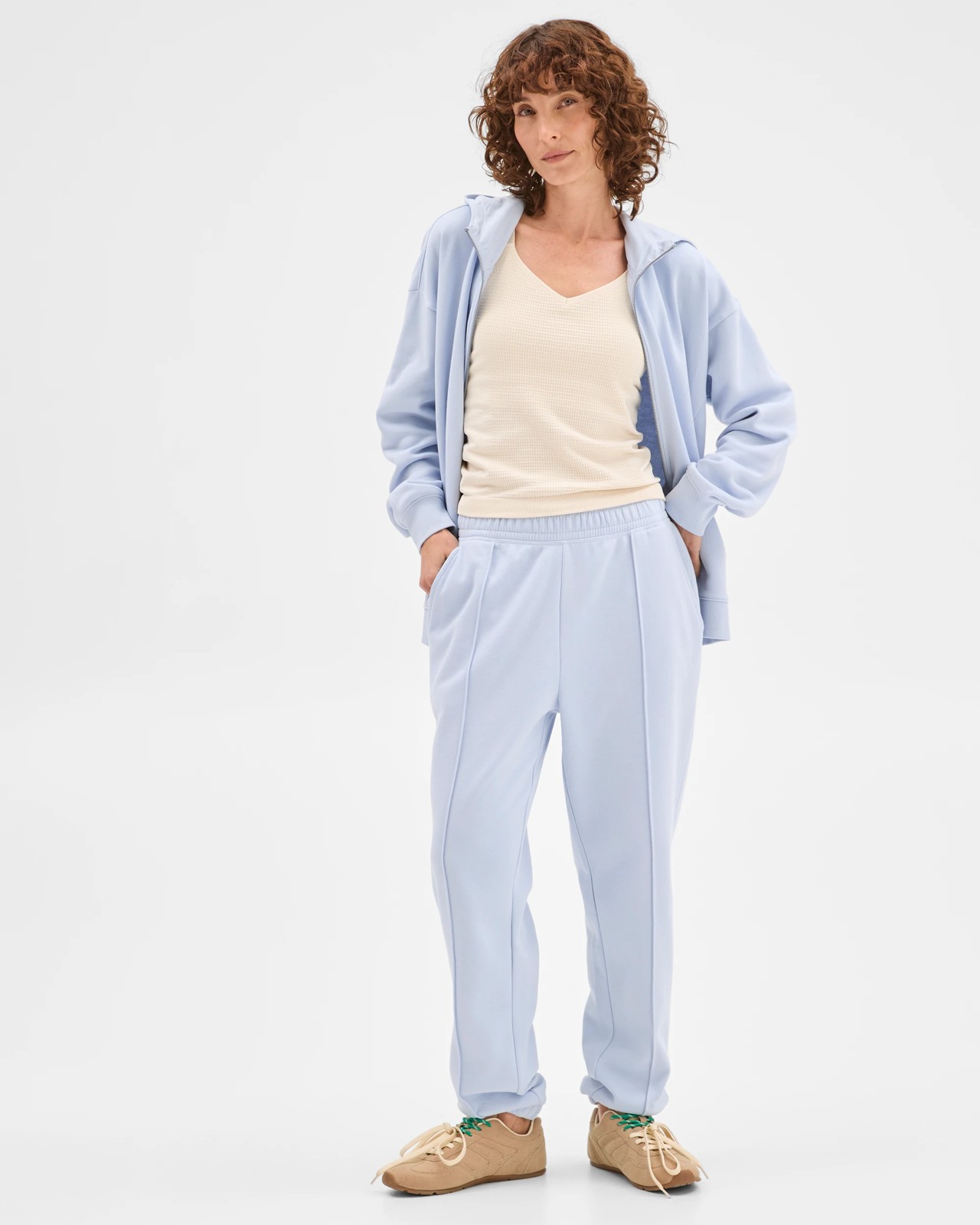 Active Australian Cotton Blend Fleece Trackpants - Ice Blue/Pintuck 3 of 6