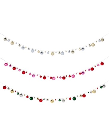 Anko 1.9m Battery Operated LED Light Up Bauble Garland - Assorted