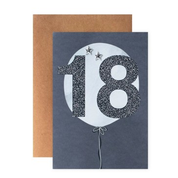 Connections from Hallmark 18th Birthday Card - Silver Stars and Balloon