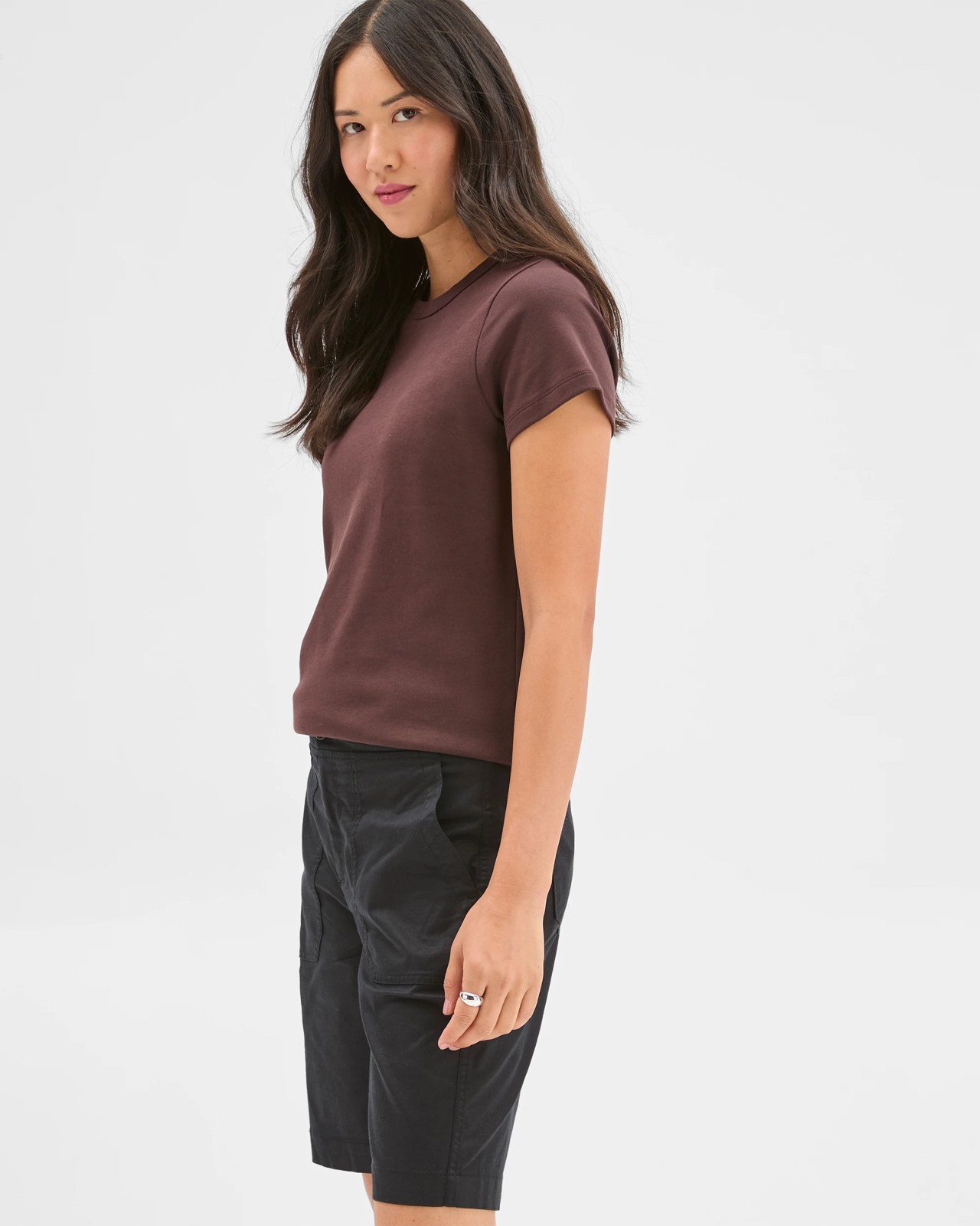 Australian Cotton Blend Rib Waist Shorts - Black 5 of 5