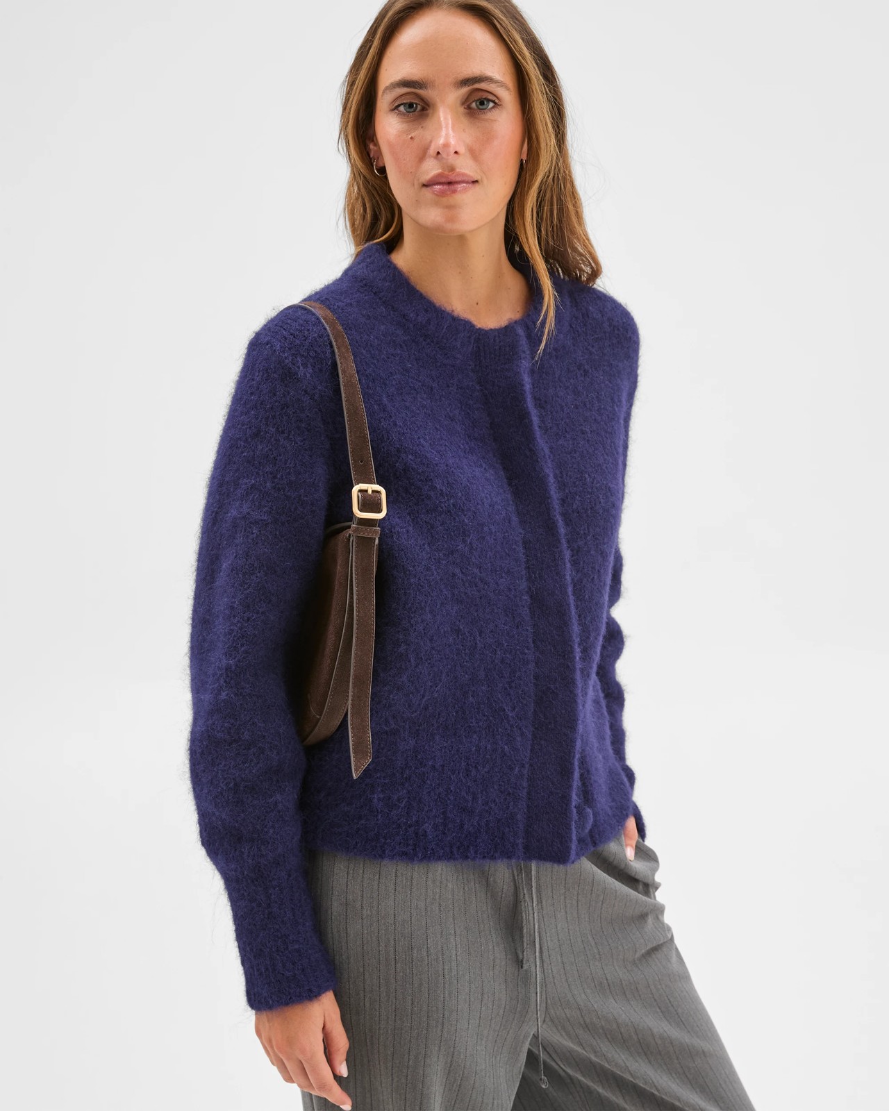 Preview Long Sleeve Plush Cardigan - Ink Navy 4 of 6