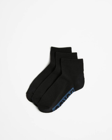 Cotton Blend Logo Cushioned Quarter Crew Socks 3 Pack - Bonds