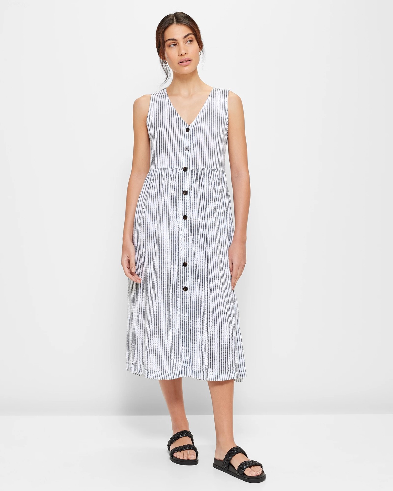 Double Cloth Button Through Midi Dress | Target Australia