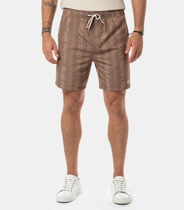Piping Hot Volley Short Brown Floral Stripe