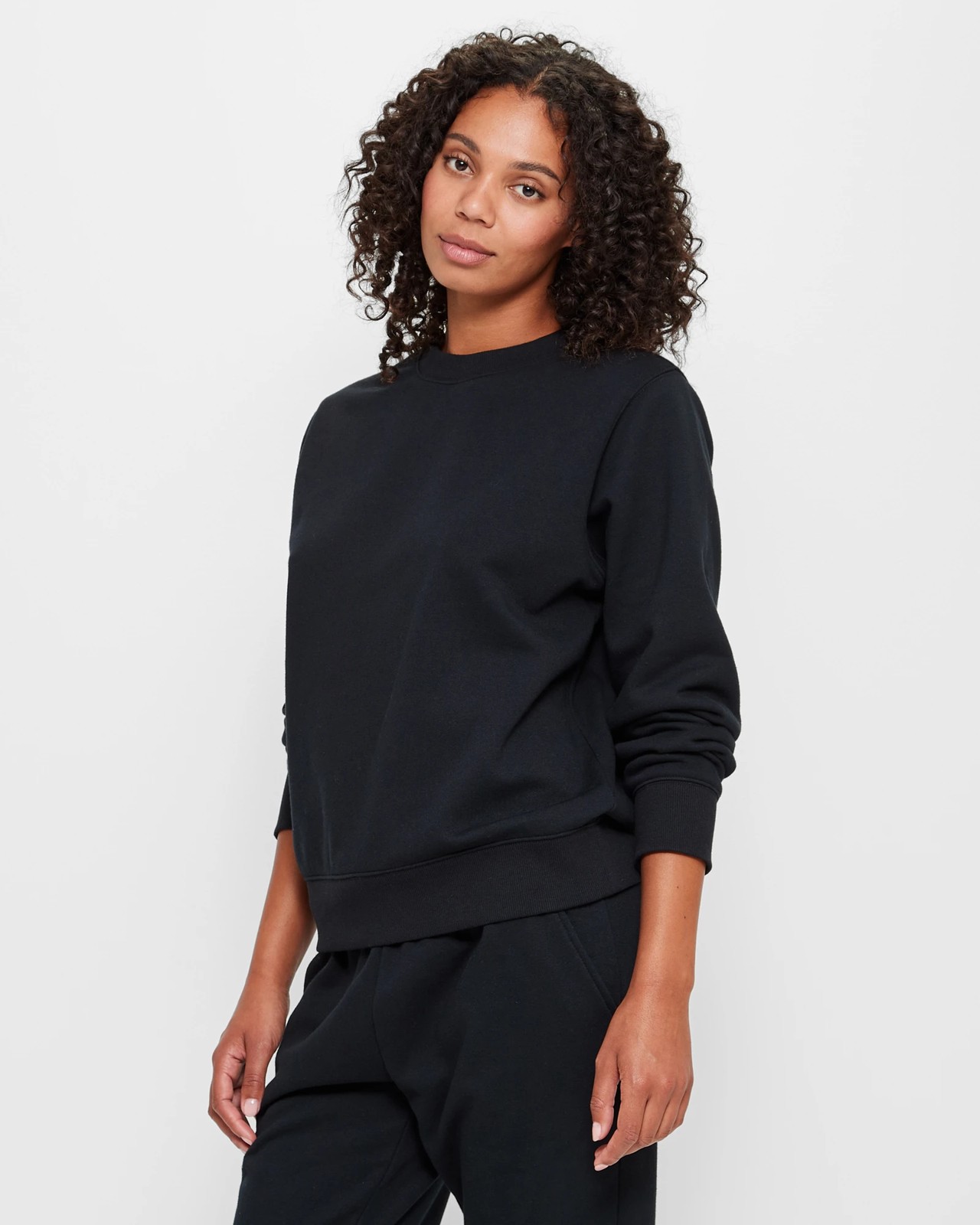 Active Fleece Relaxed Crew Jumper - Black | Target Australia