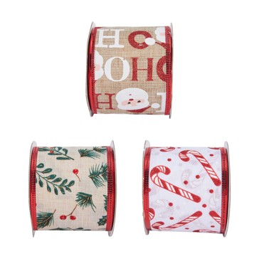 Christmas Craft Burlap Ribbon, Assorted - Anko