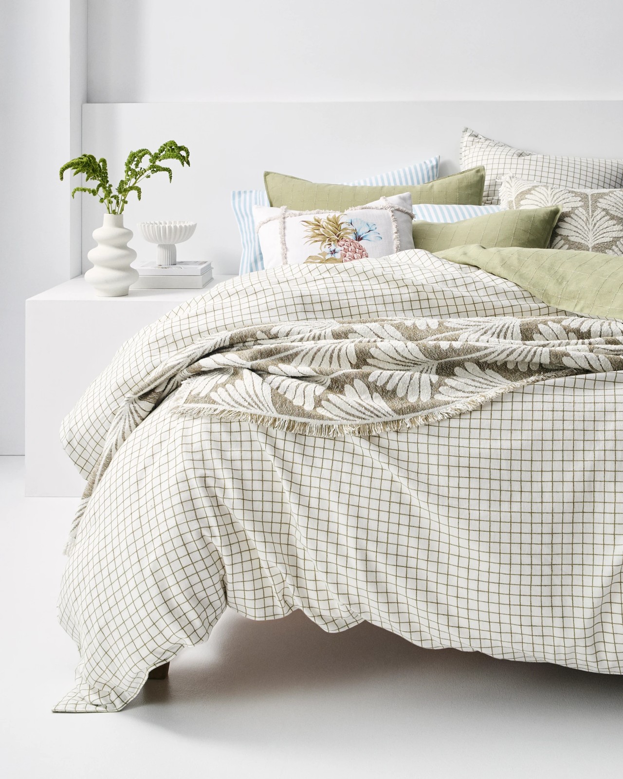 Ayla Check Linen/Cotton Quilt Cover Set 4 of 5