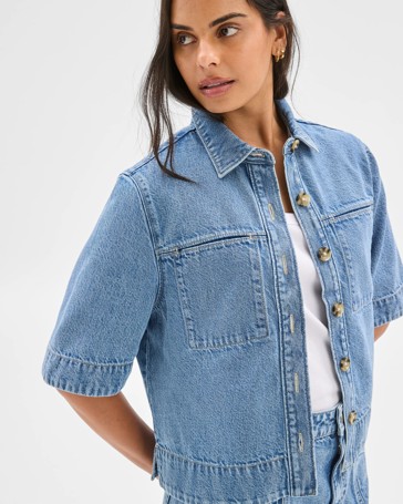 Denim Short Sleeve Shacket
