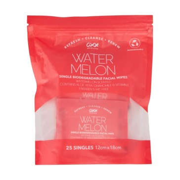 25 Pack Single Facial Wipes, Watermelon Scented - OXX Skincare