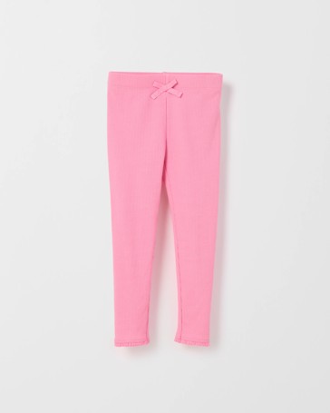 Australian Cotton Lace Trim Ribbed Leggings