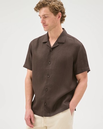 European Linen Short Sleeve Revere Collar Shirt
