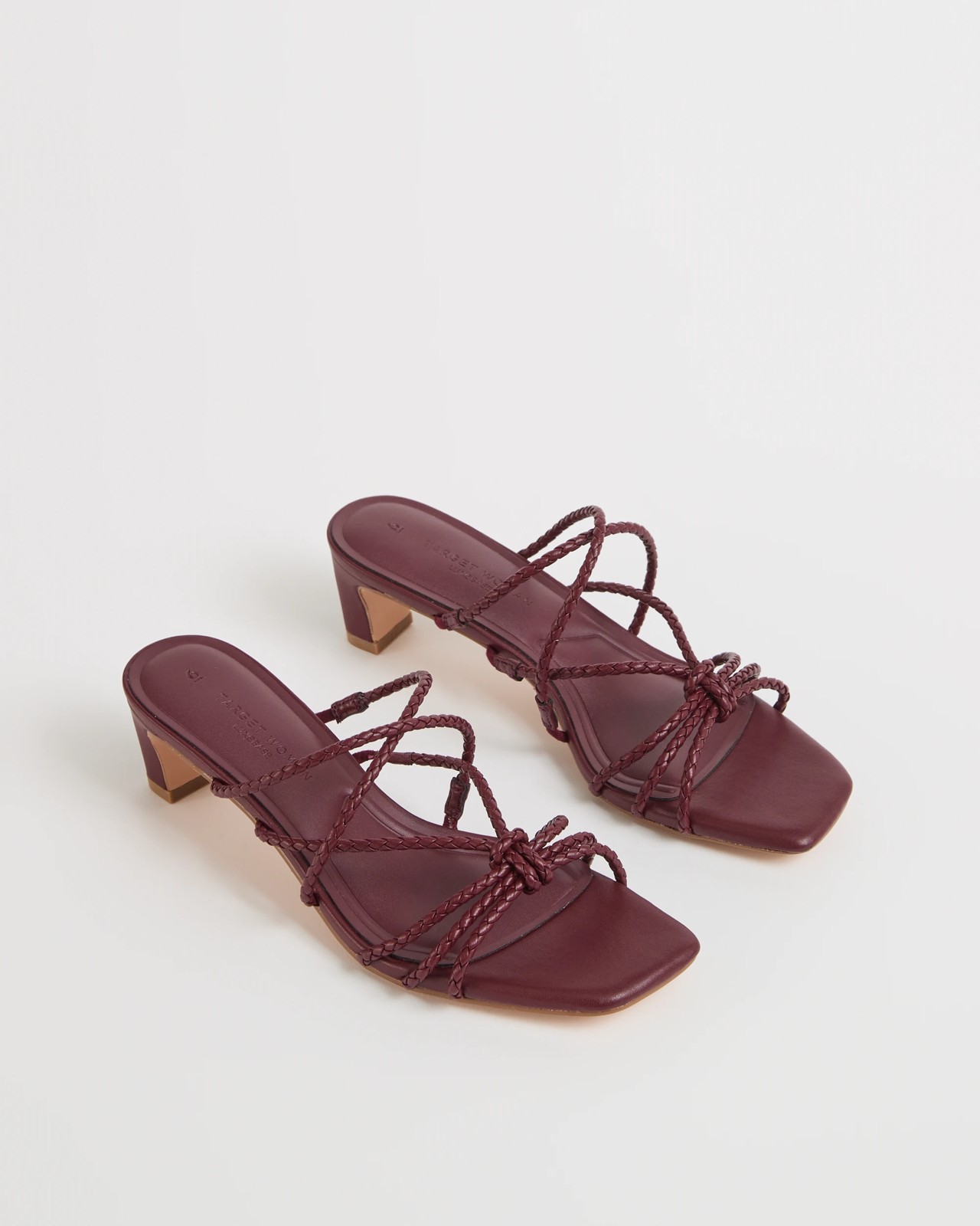 Strappy Low Heels - Sassy - Braided Burgundy 2 of 4