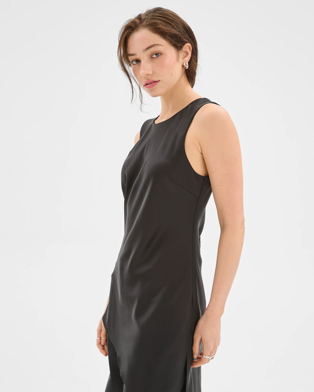 Lily Loves Asymmetrical Satin Tank Top - Black 4 of 5