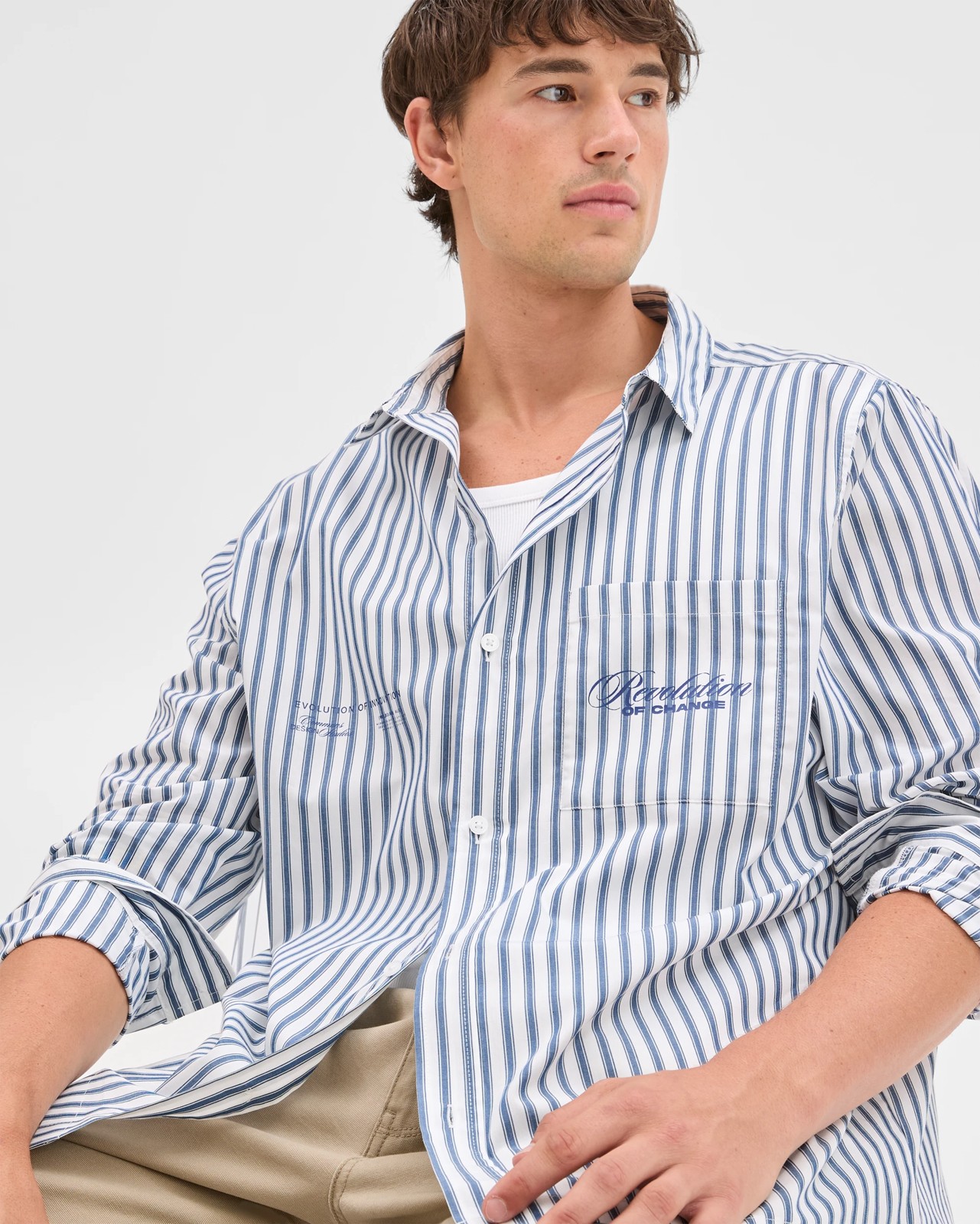 Commons Australian Cotton Business Shirt - White Stripe 6 of 6