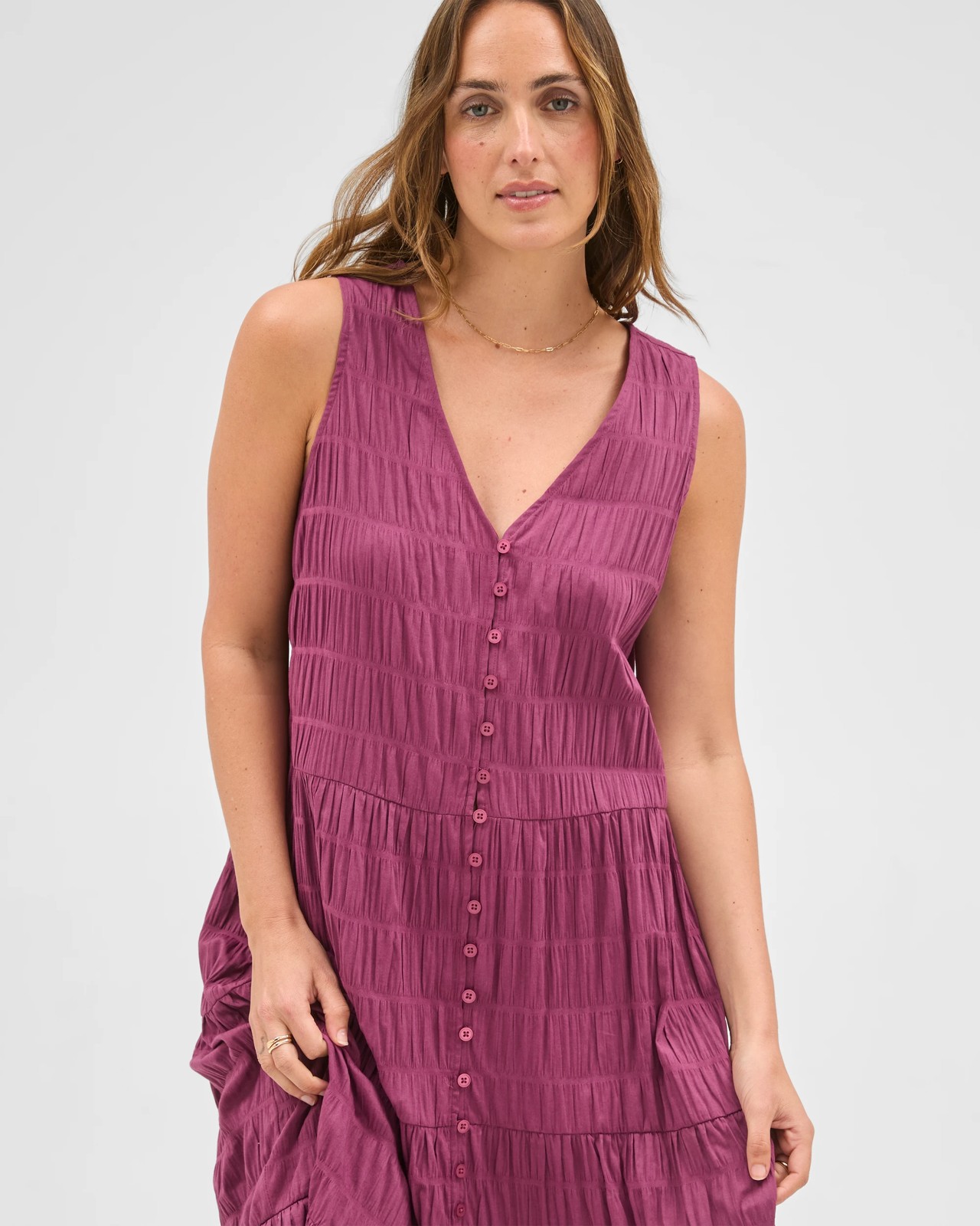 Resort Button Through Maxi Dress - Purple 3 of 6