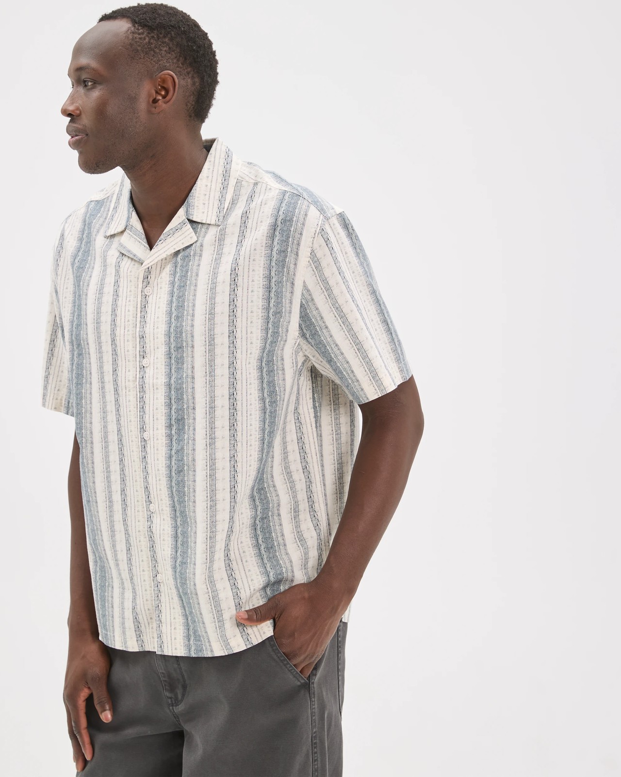 Commons Australian Cotton Resort Print Shirt - Blue + White 6 of 6