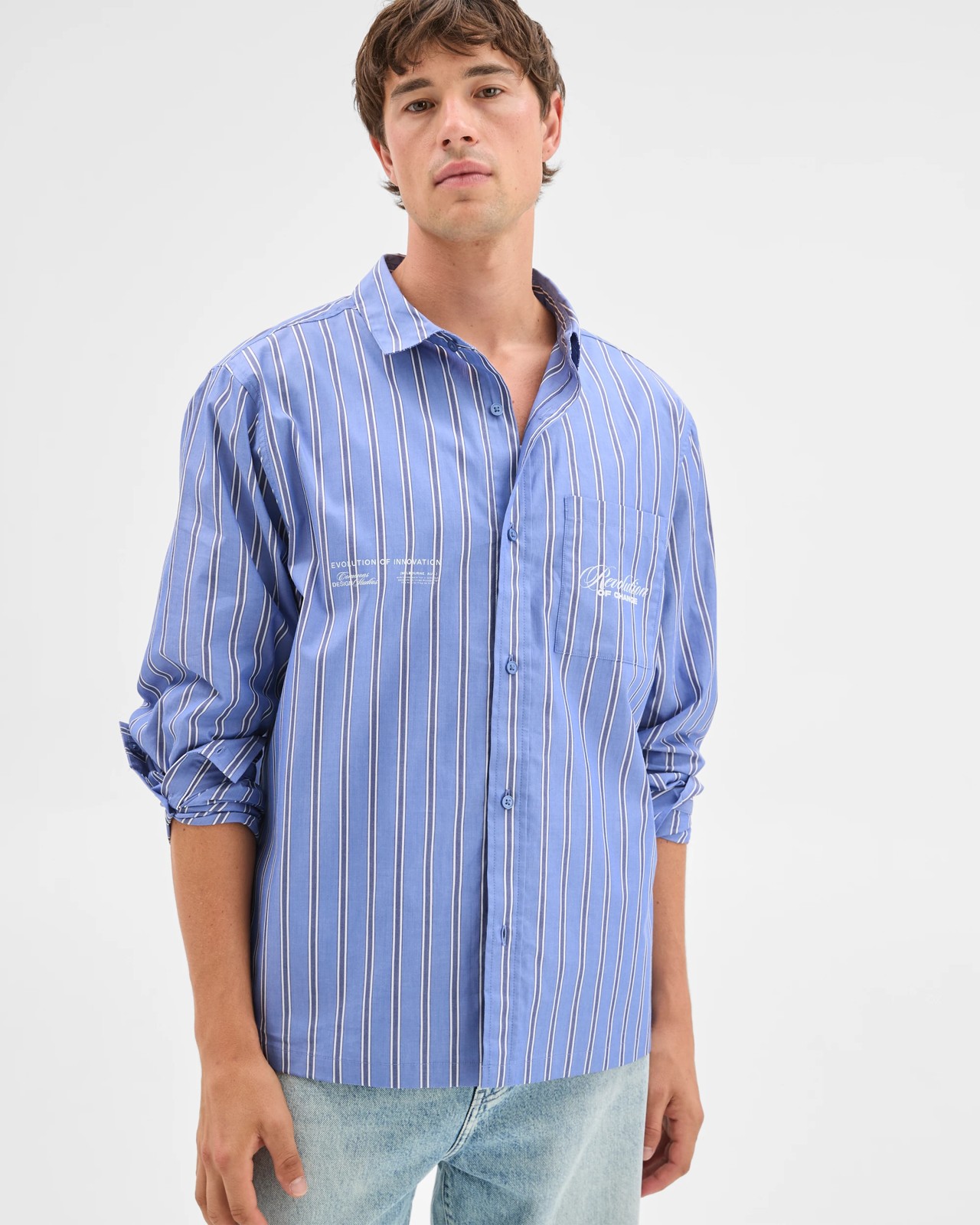 Commons Australian Cotton Business Shirt - Blue / Stripe 5 of 5