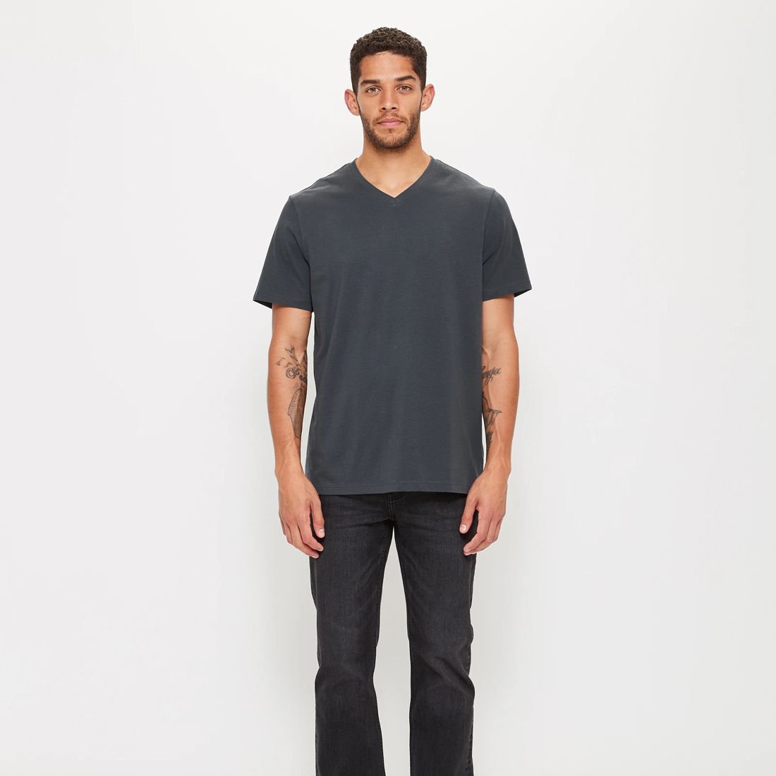 Australian Cotton V-Neck T-Shirt - Dark Grey | Target Australia