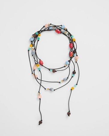 Beaded Larette Tie Necklace