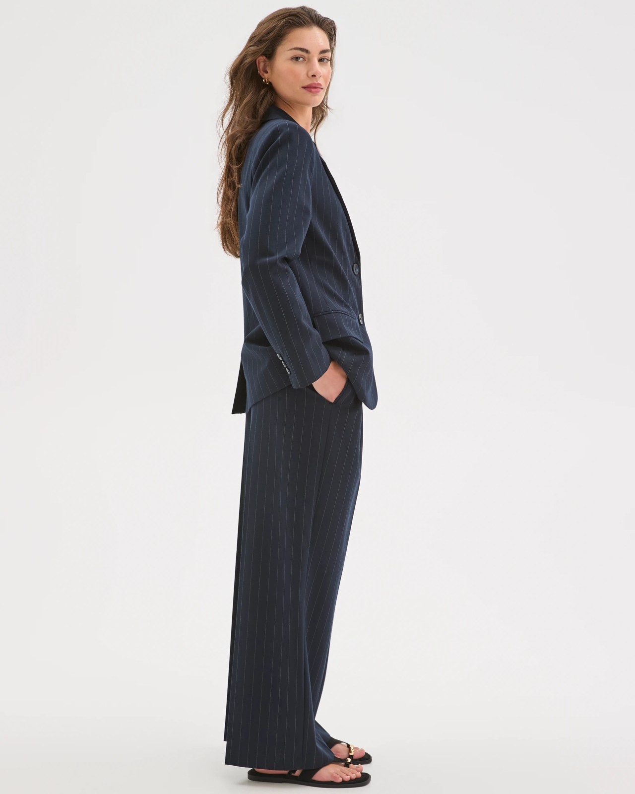 Petites Pinstripe Tailored Pants 3 of 5