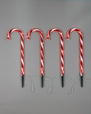 Anko 4 Pack Solar Powered LED Light Up Candy Cane Stakes