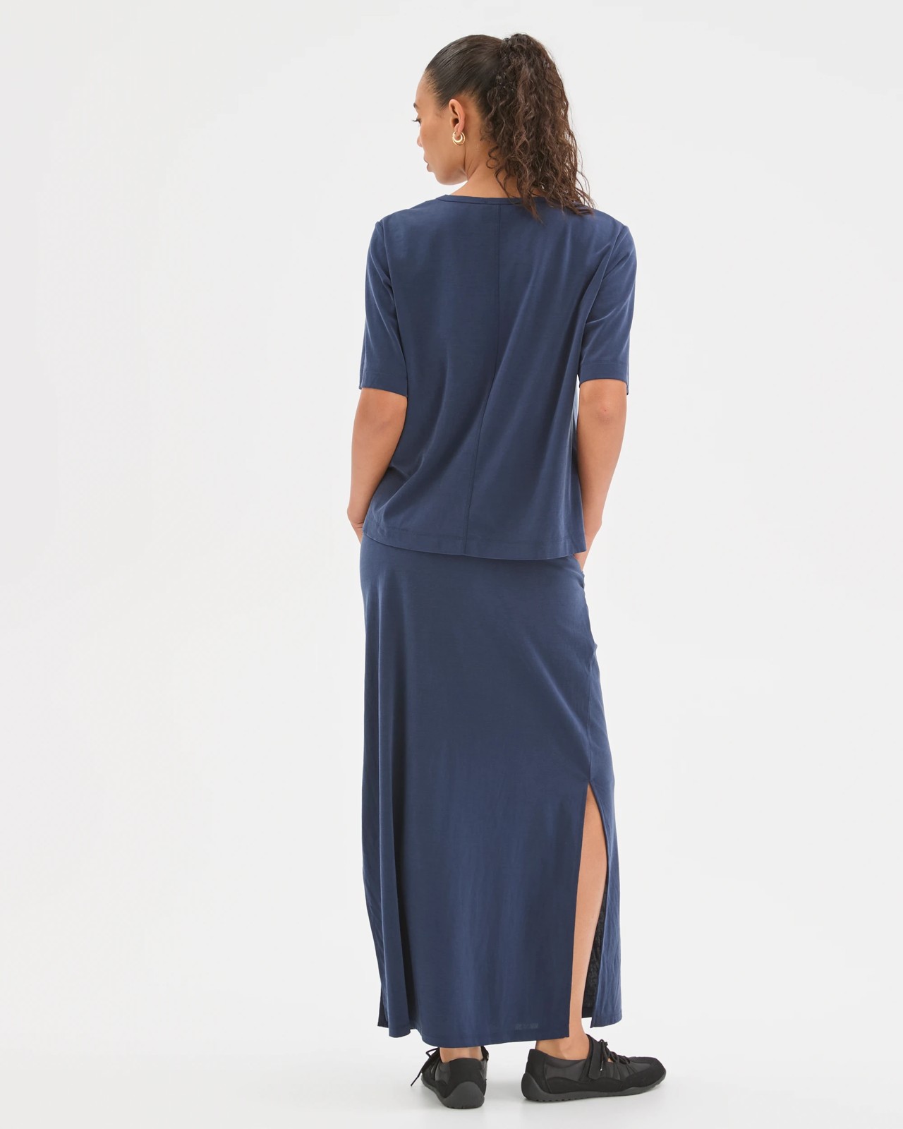 Relaxed Drape Maxi Skirt - Navy 6 of 6