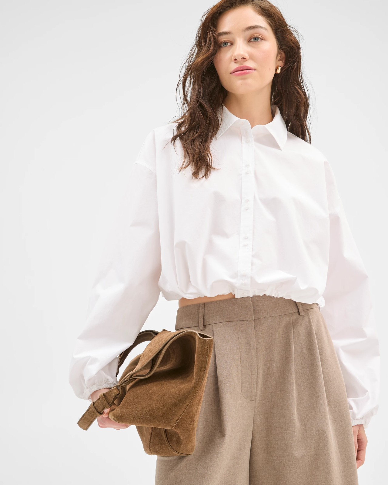 Lily Loves Australian Cotton Cropped Bubble Shirt - White 2 of 6