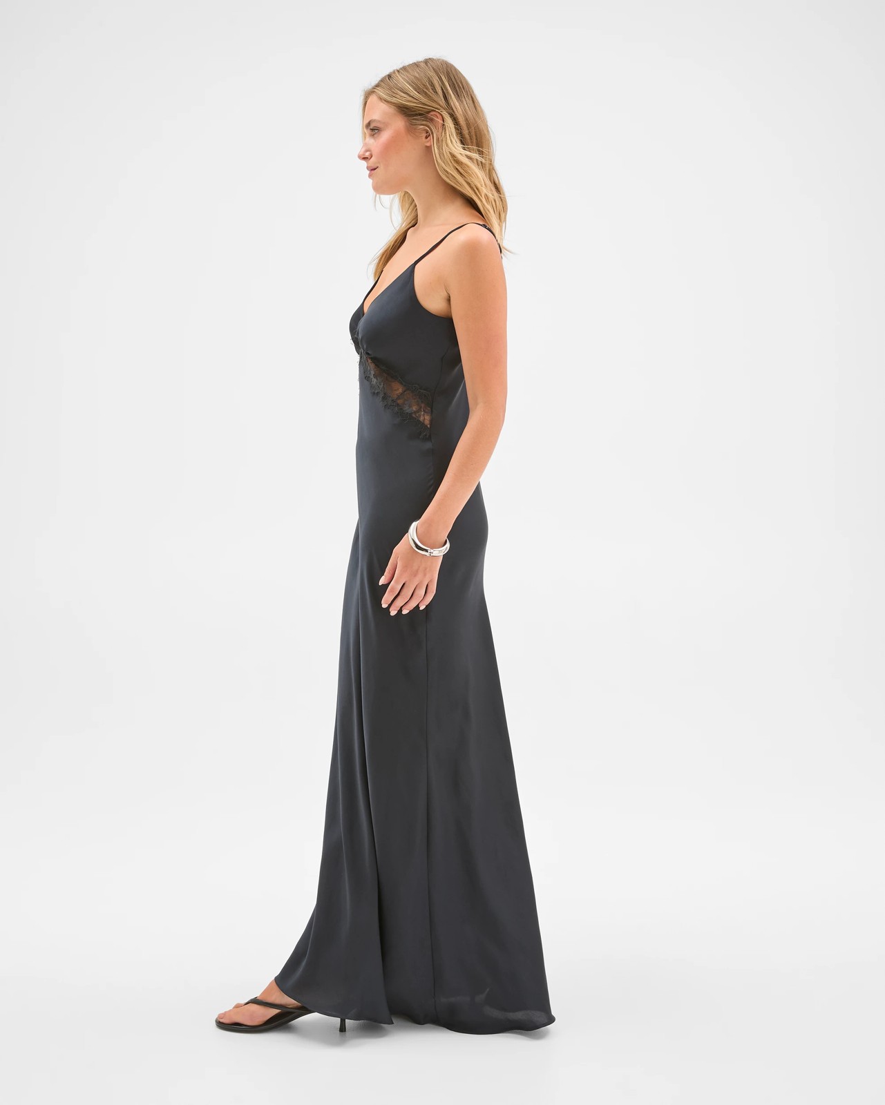 Lily Loves Lace Trim Satin Maxi Dress 5 of 5