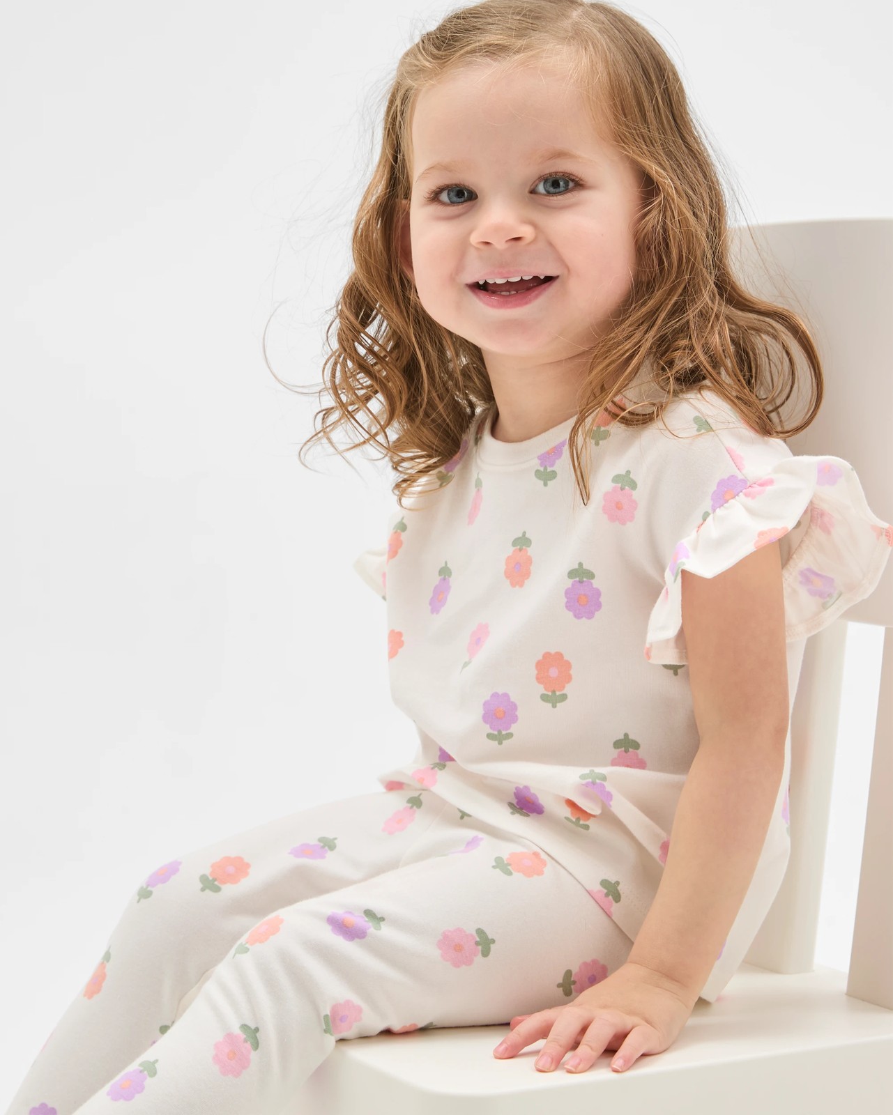 Baby Organic Cotton 3 Pack Printed Leggings - Pink Flower Cloud 4 of 5