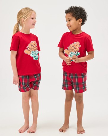 Family Matching Christmas Australian Cotton Younger Kids Pyjama Set - Gingerbread Sleigh All Day